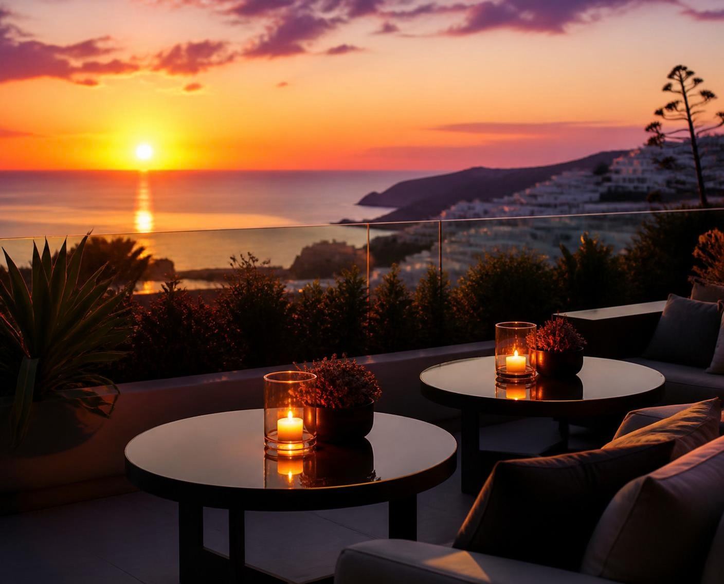 Sunset terrace over the Mediterranean on the Costa del Sol