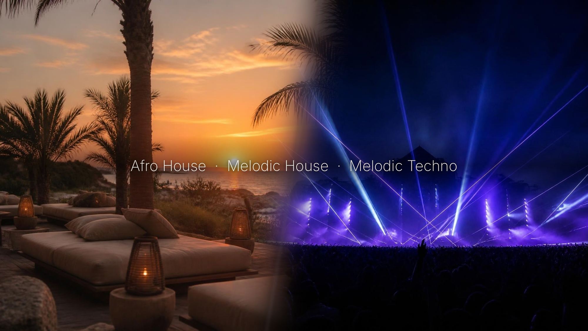 TVK artist banner, sunset lounge and lasers